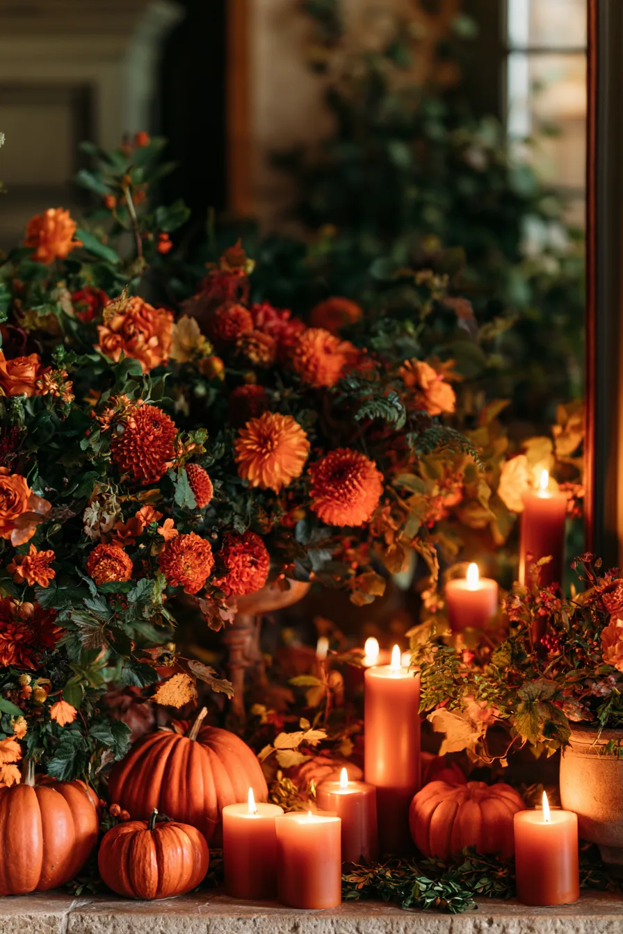 24 cheerful orange floral mantle 1