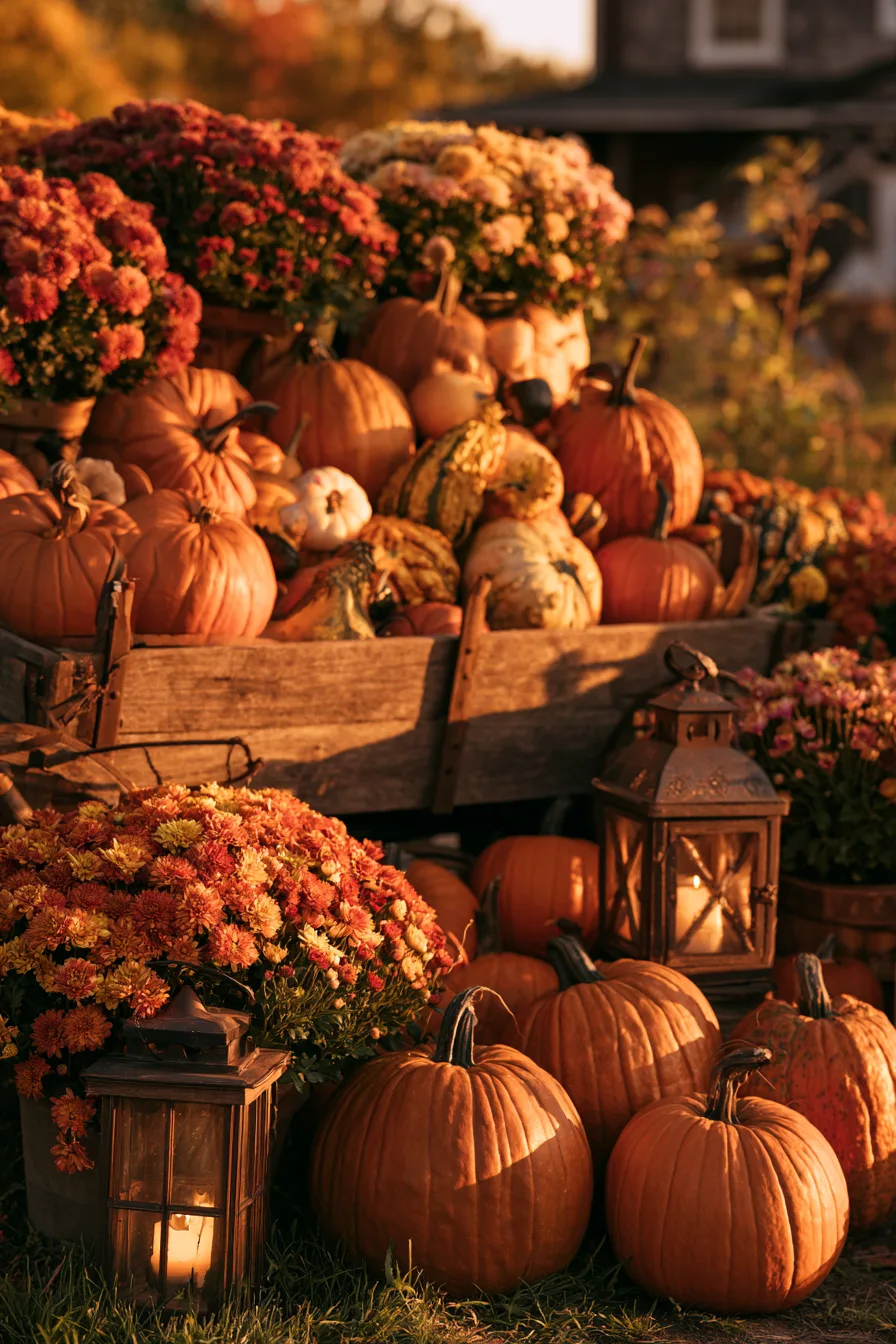 27 Budget Friendly Outdoor Halloween Decor Ideas 24 rustic autumn wagon display 1