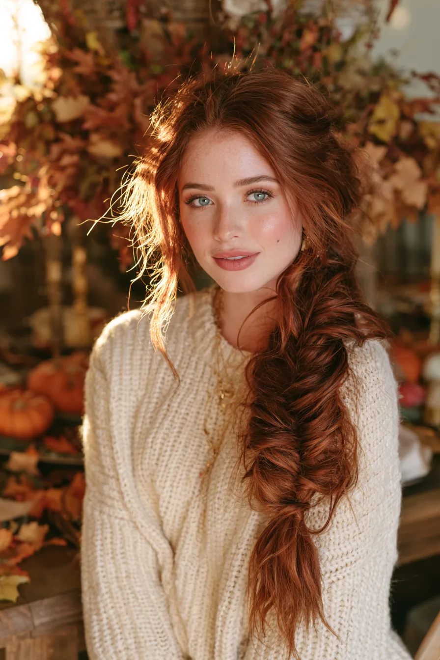 25 textured autumn fishtail braid 1