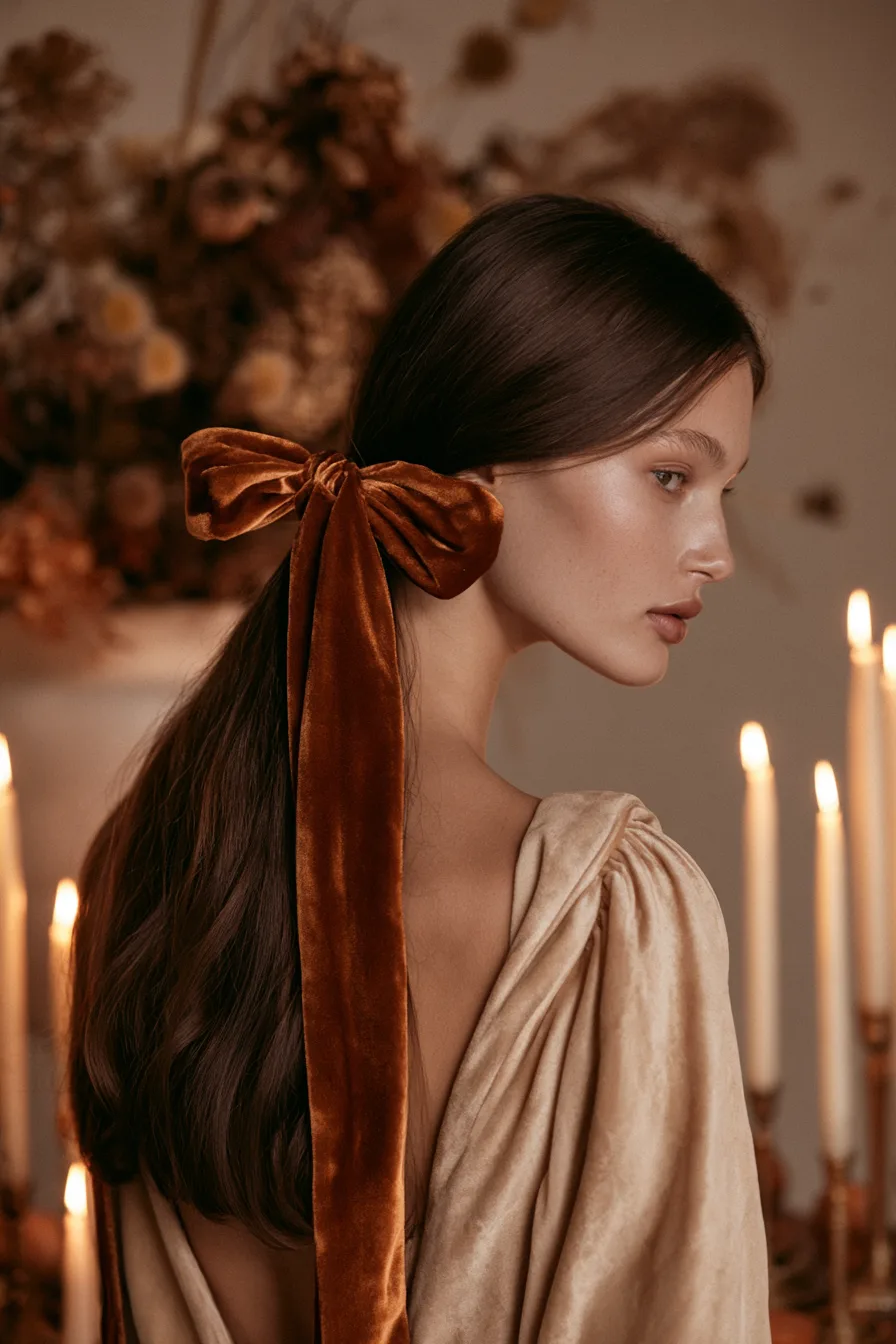27 Chic Thanksgiving Hairstyles For Women 26 ghd velvet ribbon glamour 1