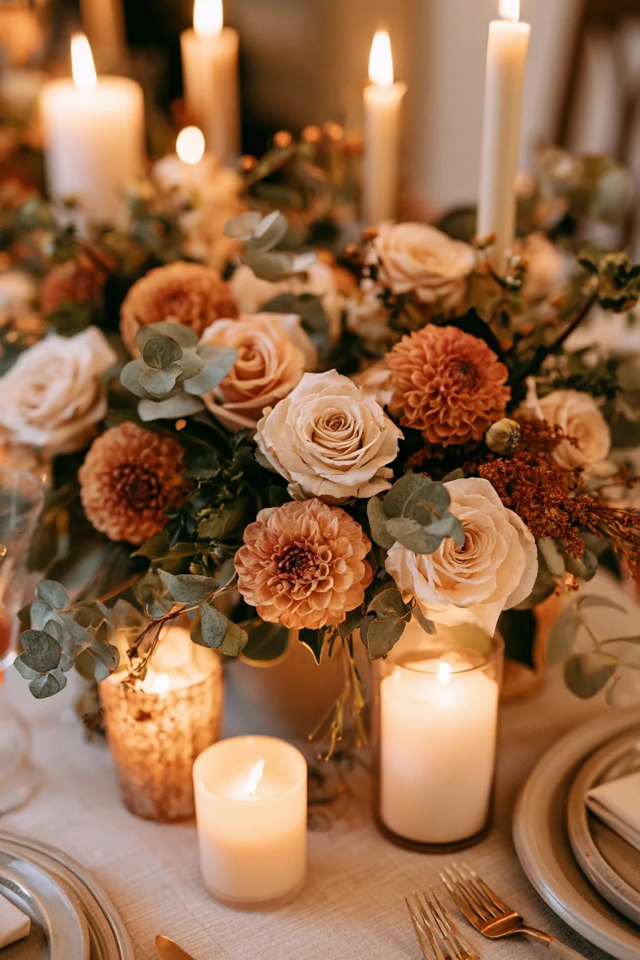 27 Vibrant Fall Wedding Flowers 26 romantic autumn table blooms 1