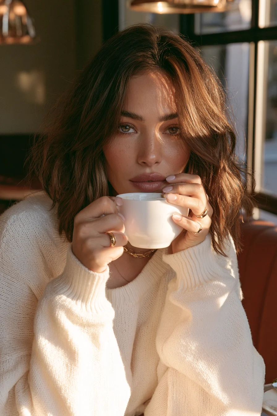 27 Cozy Hairstyles For Comfy Chic Style 26 soft wavy lob style 1
