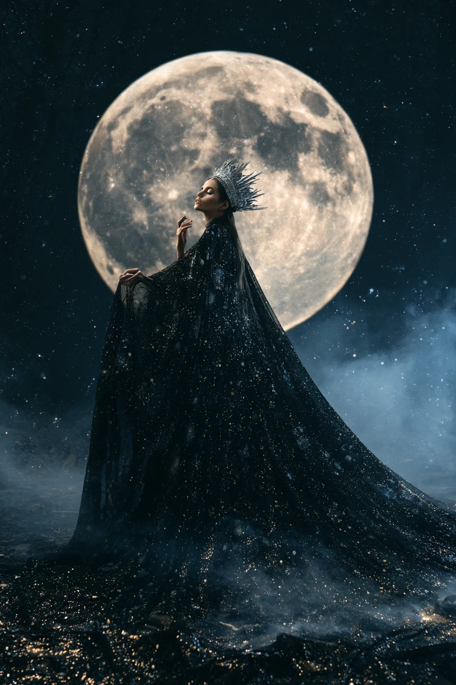 27 Black Halloween Costumes For A Spooky Look 27 mesmerizing moon goddess style 1