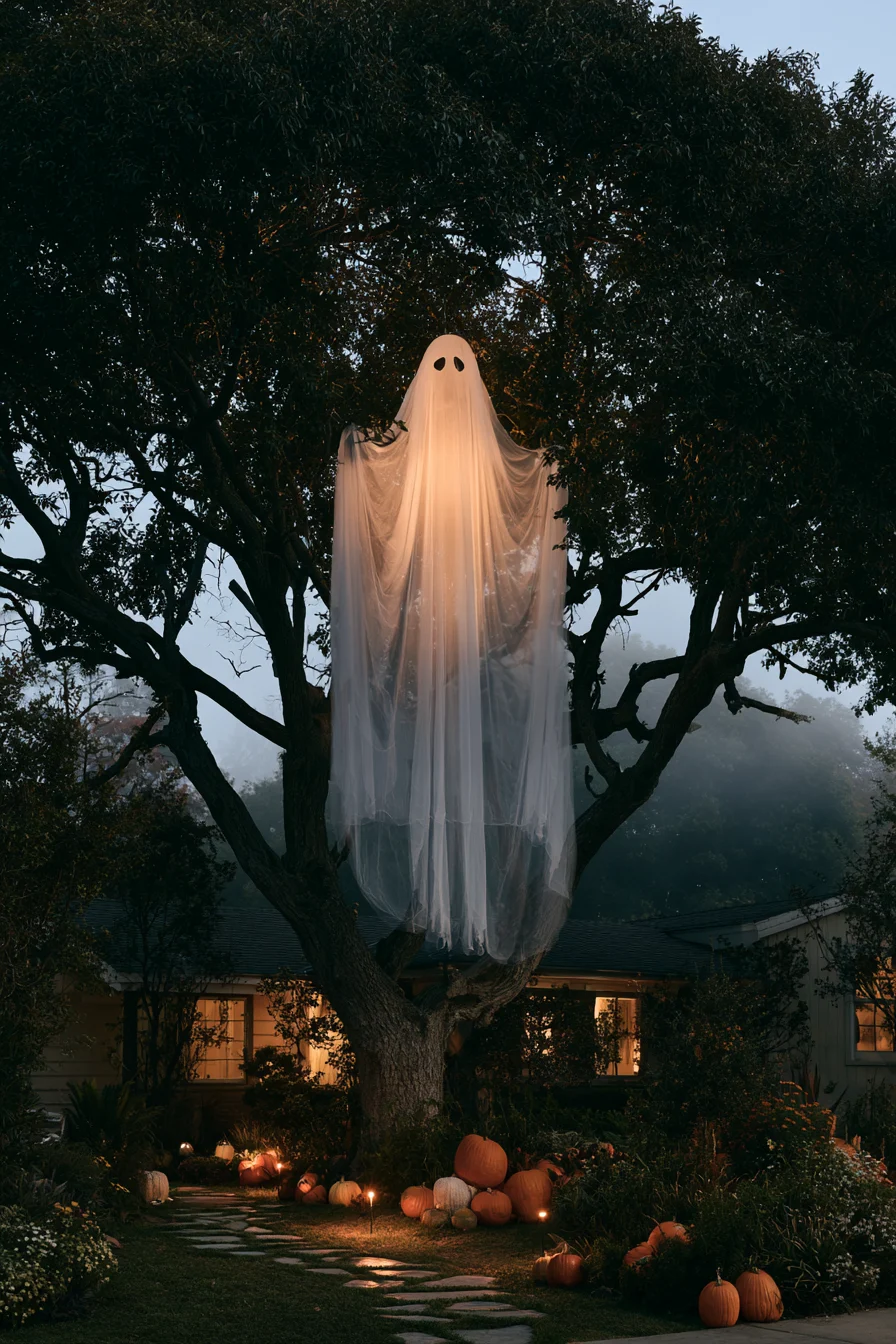 27 Budget Friendly Outdoor Halloween Decor Ideas 4 costco ghost garden glow 1