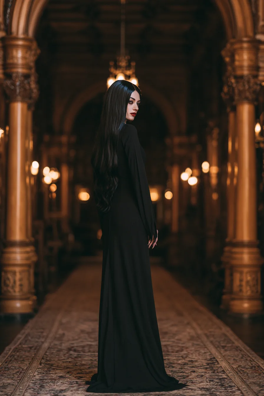 27 Black Halloween Costumes For A Spooky Look 4 dramatic morticia addams elegance 1