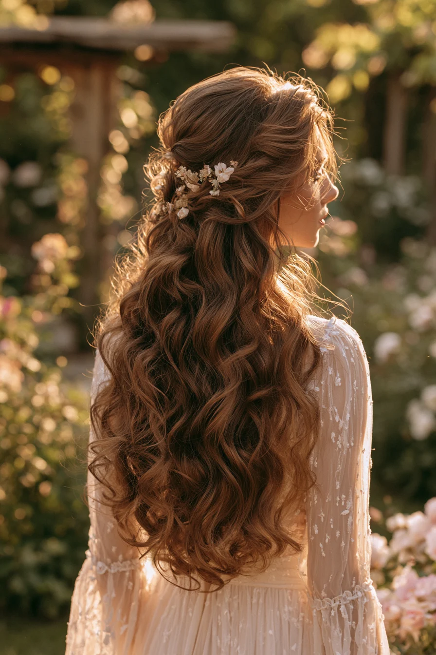 5 cascading half up curls