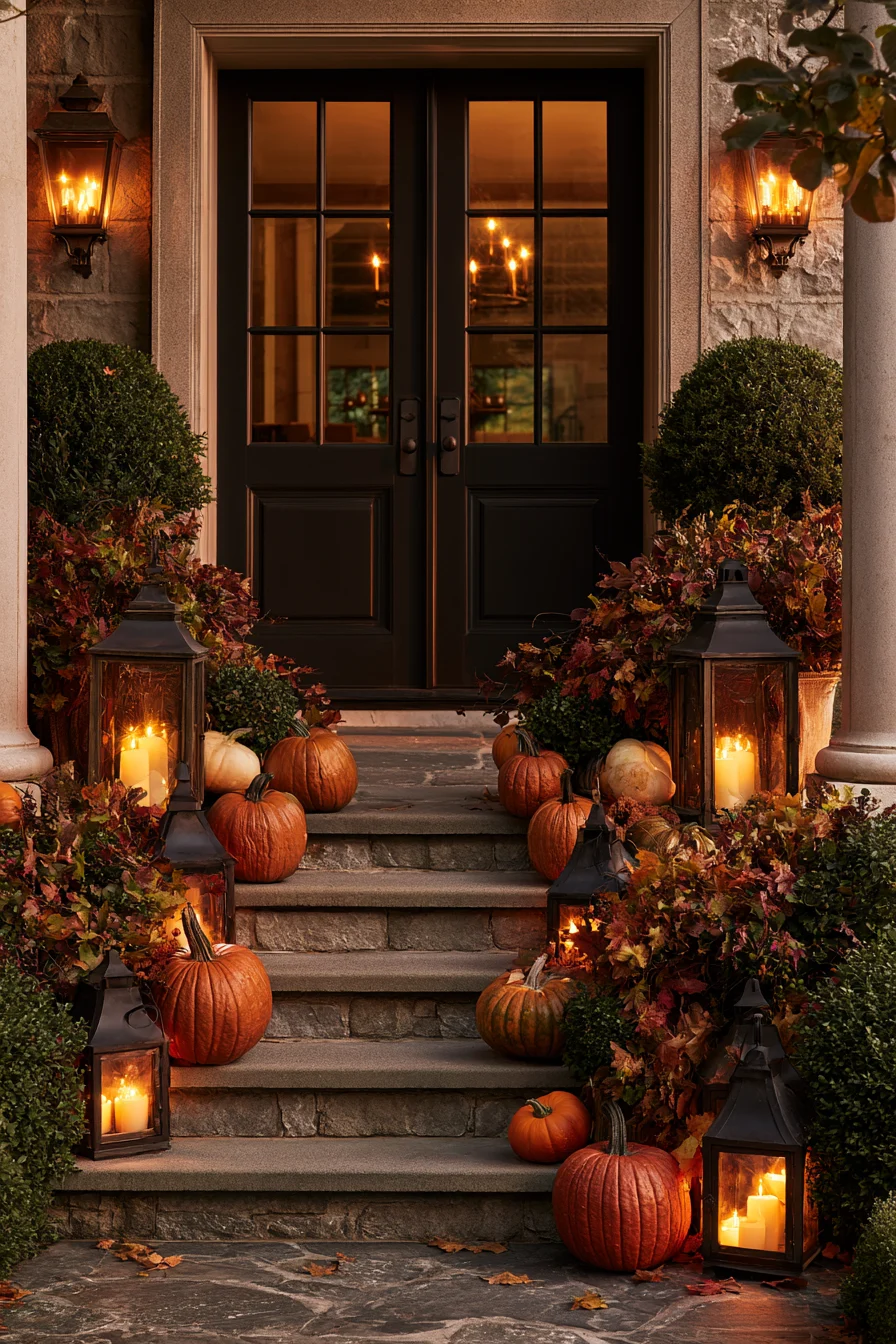 27 Budget Friendly Outdoor Halloween Decor Ideas 5 pottery barn autumn entrance 1