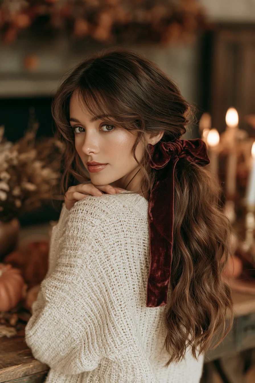 6 cozy velvet ponytail style 1