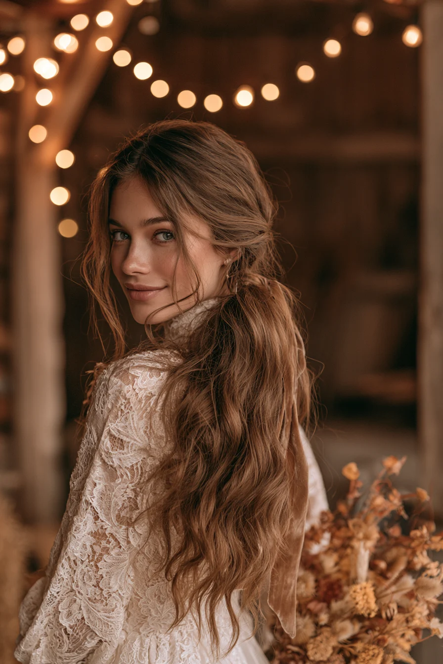 6 rustic autumn wedding ponytail 1