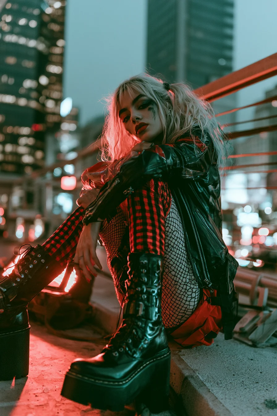 27 Black Halloween Costumes For A Spooky Look 7 edgy harley halloween transformation 1