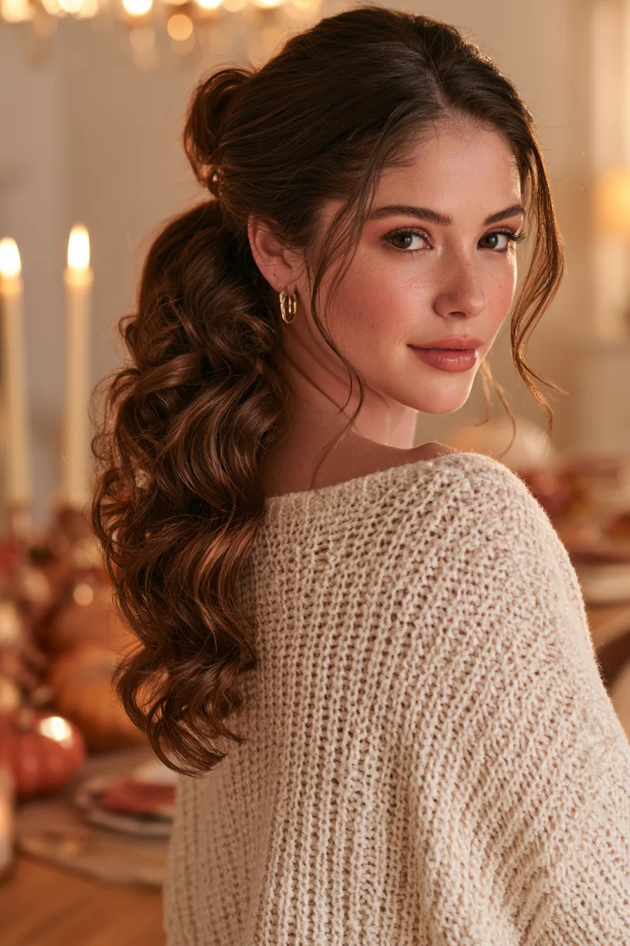 8 playful holiday curled ponytail 1