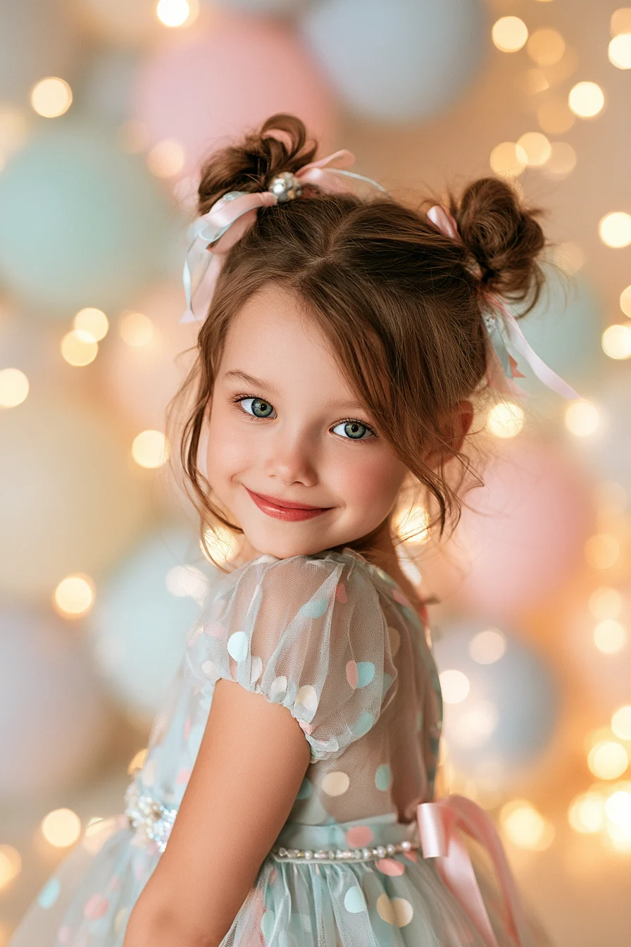 27 Magical Birthday Hairstyles for Kids 9 enchanting birthday bun hair 1