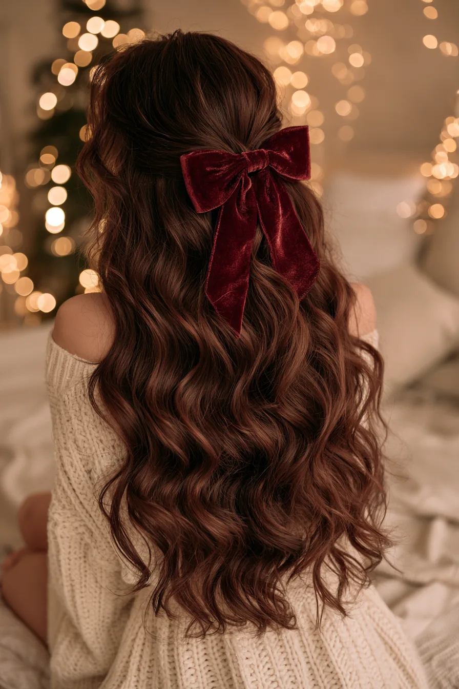 27 Cozy Hairstyles For Comfy Chic Style 9 luxurious velvet bow style 1