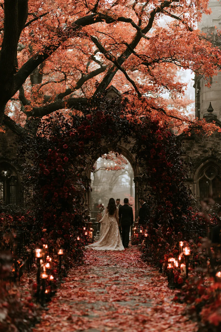 1 dramatic autumn ceremony ideas with gothic romance 1