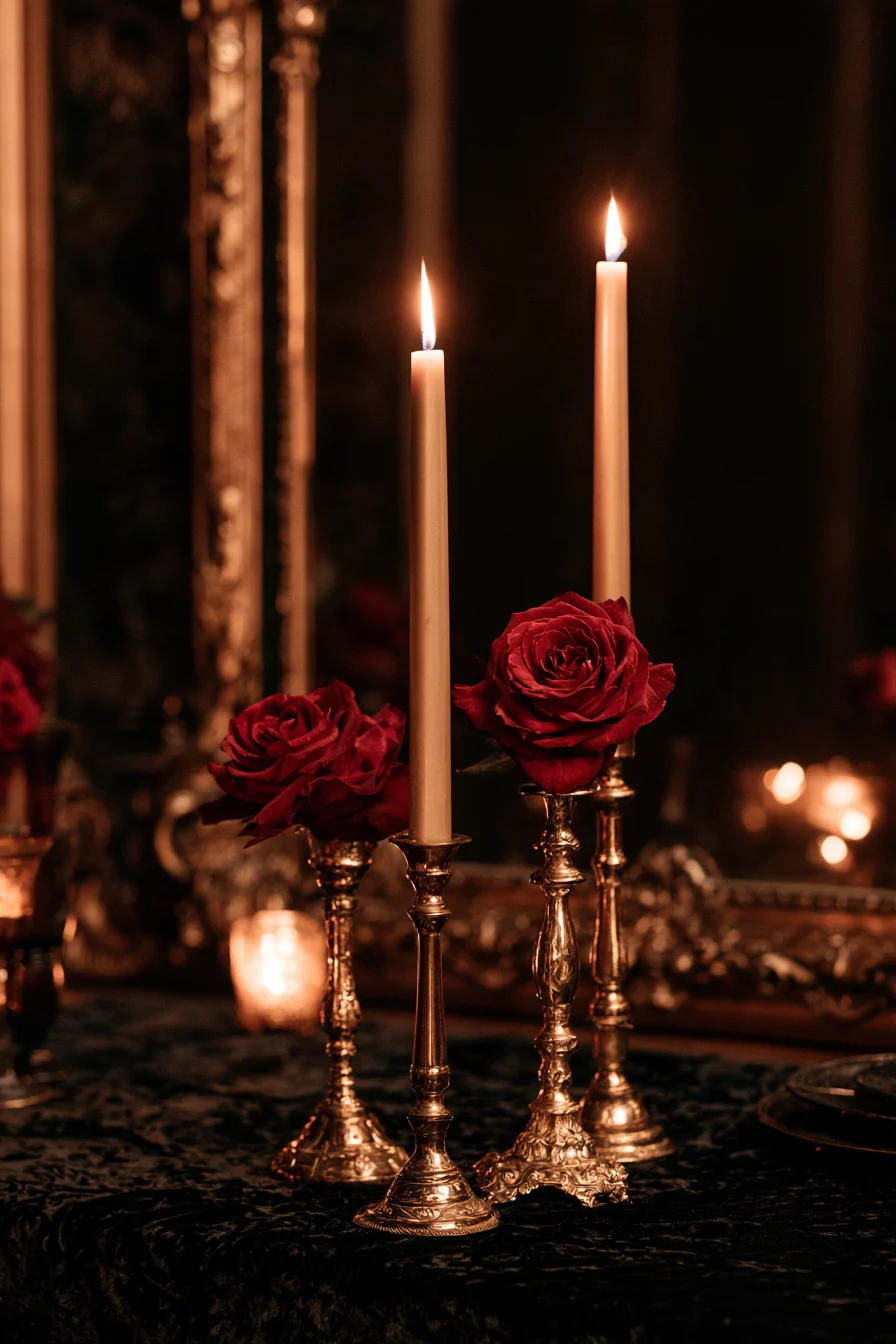 27 Haunted Wedding Ideas That Feel Magical 1 midnight romance wedding reception decor 1