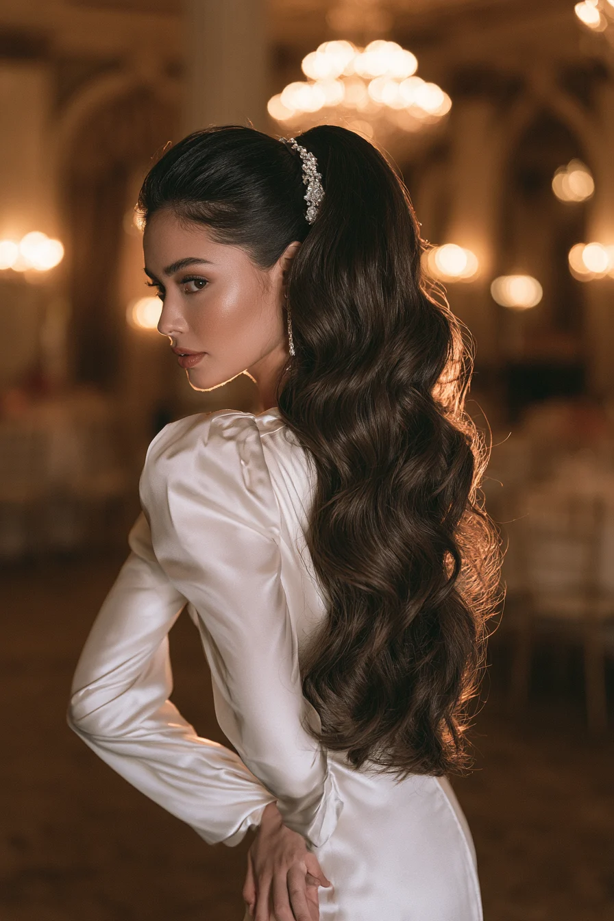 27 Wedding Hairstyles for Long Hair That Are Elegant Romantic and Picture Perfect 10 chic voluminous bridal ponytails 1