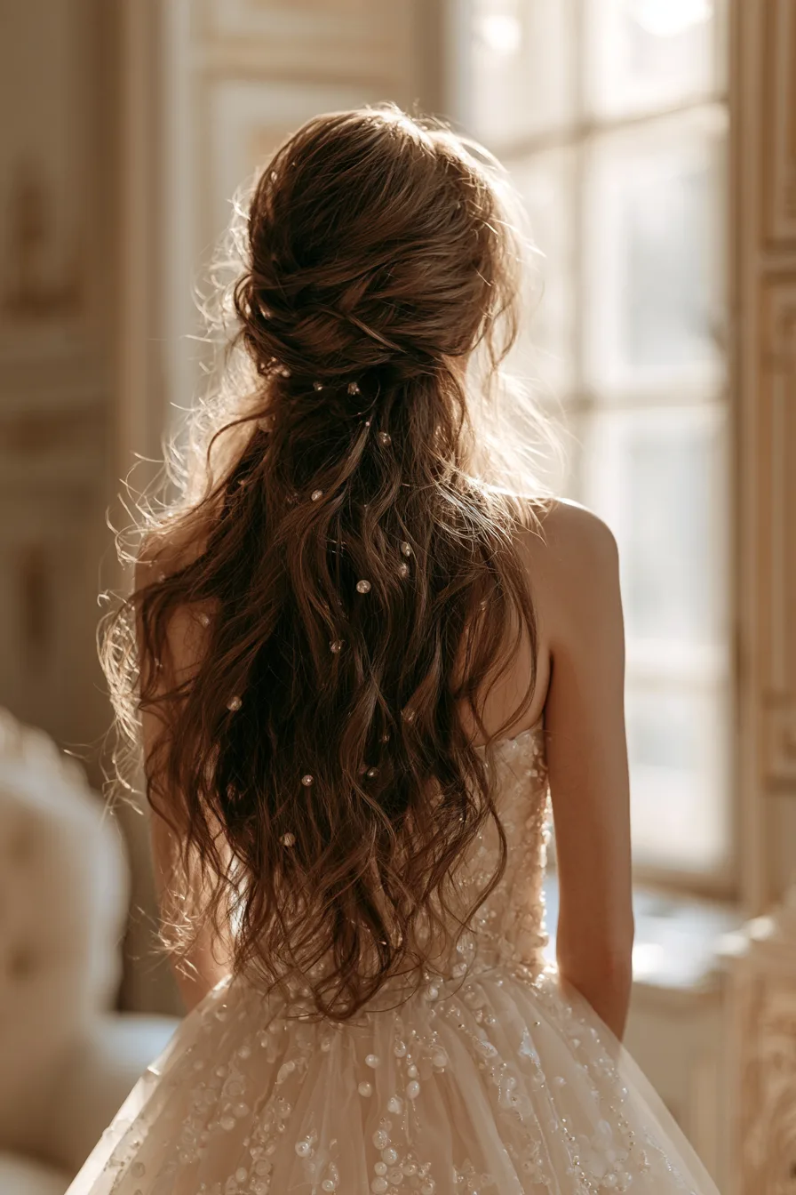 10 luxurious pearl twist bridal half up half down hair 1