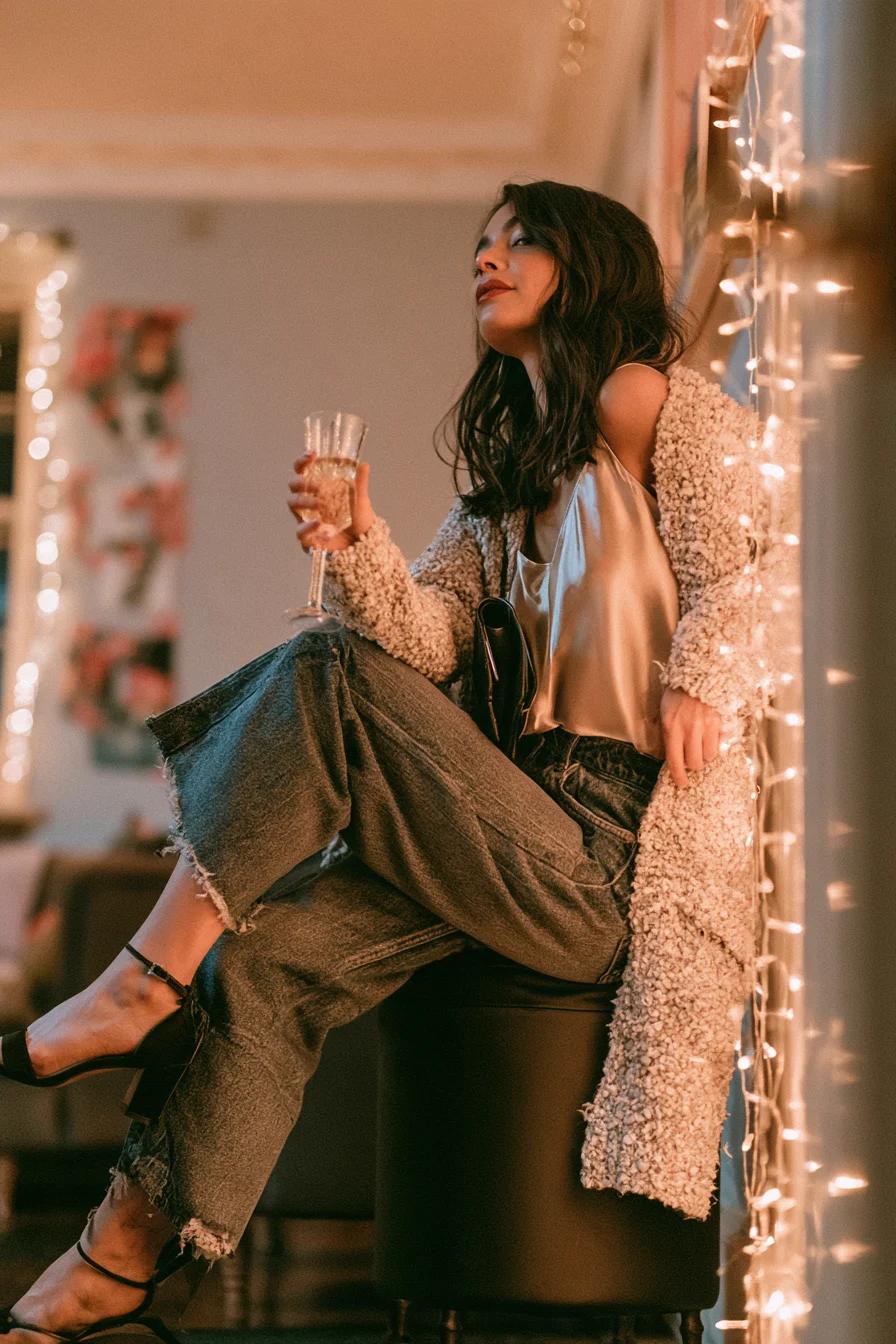 27 Casual New Years Eve Outfits To Try 10 silky camisole and denim ensemble