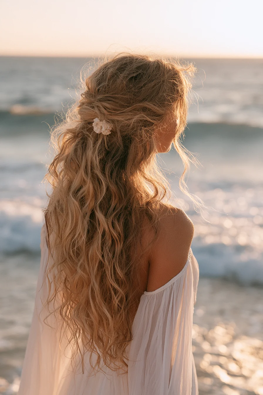 11 breezy beach wave bridal hair 1