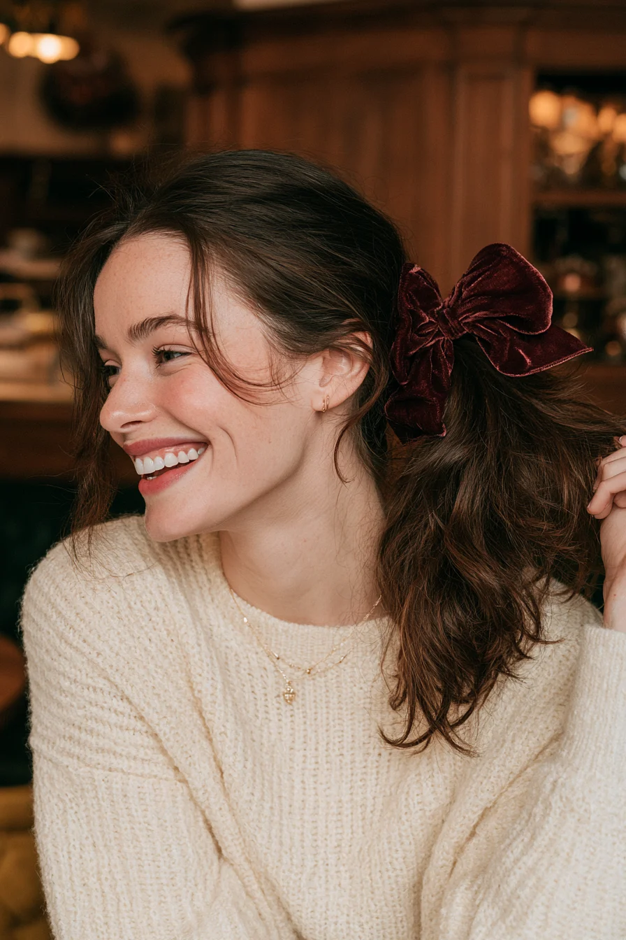 11 velvet bow ponytail with seasonal appeal 1