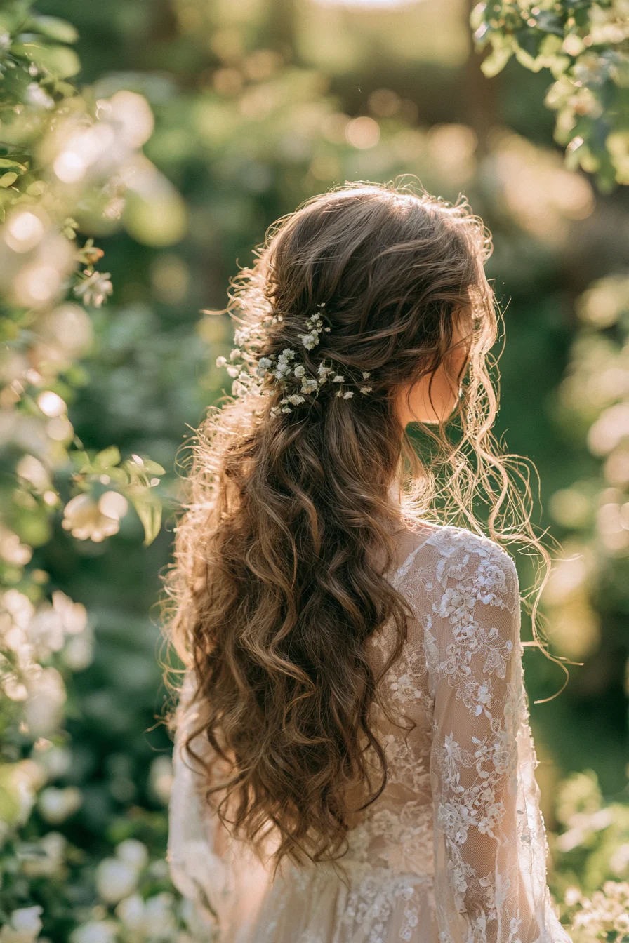 12 ethereal garden bridal half up half down hair 1