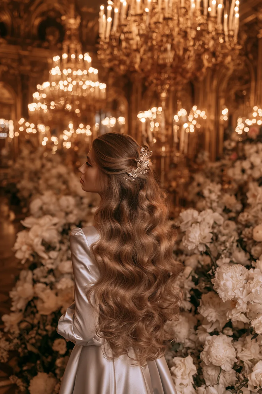 27 Sophisticated Wedding Guest Hairstyles for Any Dress 12 flowing long hair wedding styles 1