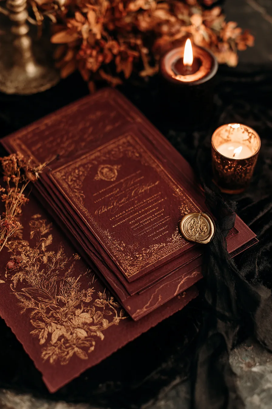 13 moody wedding invitations with autumn inspired details 1