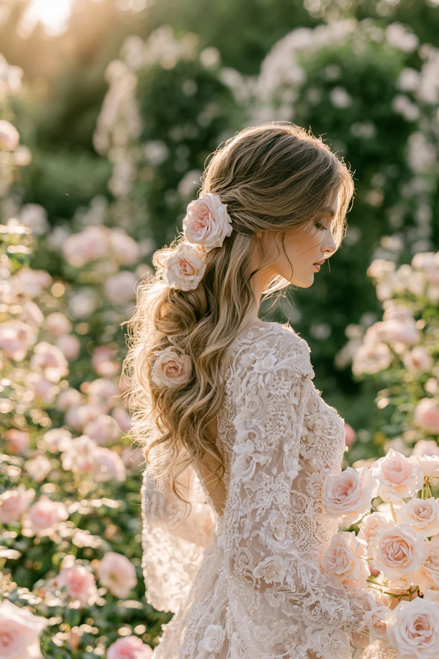 14 romantic rose wedding hair 1