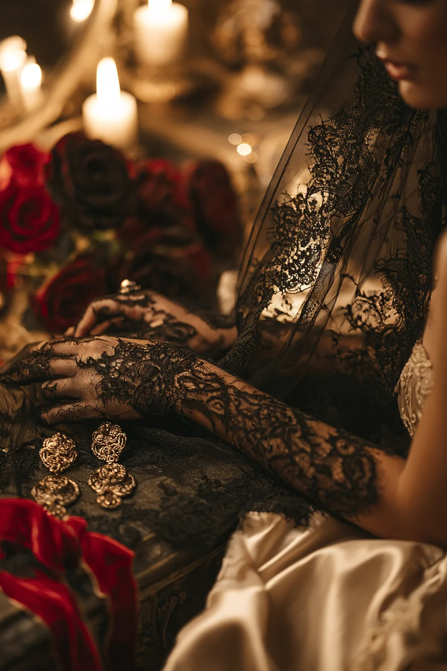 15 romantic black lace details for bridal styling 1