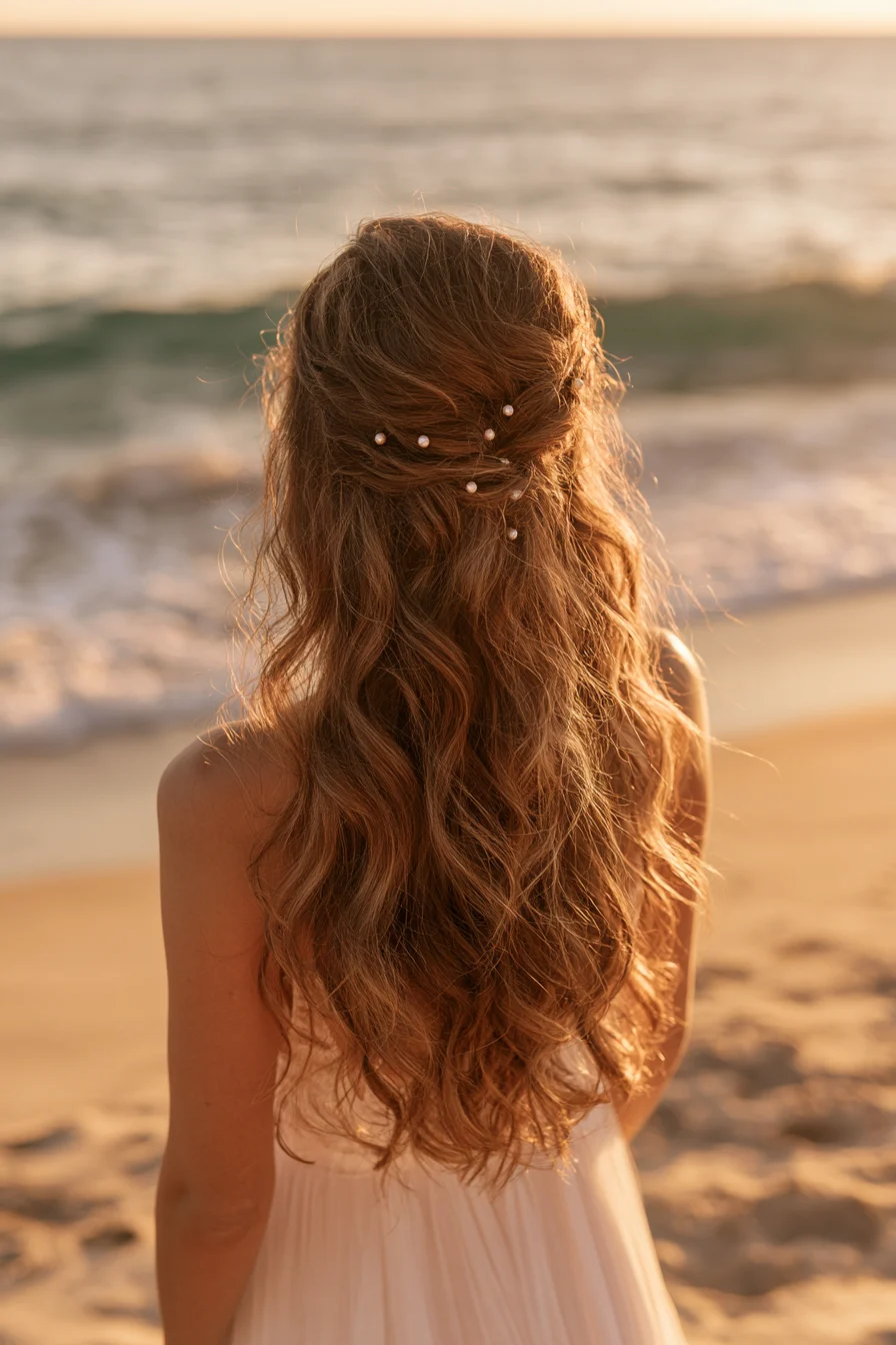 16 radiant coastal bridal half up half down hair 1