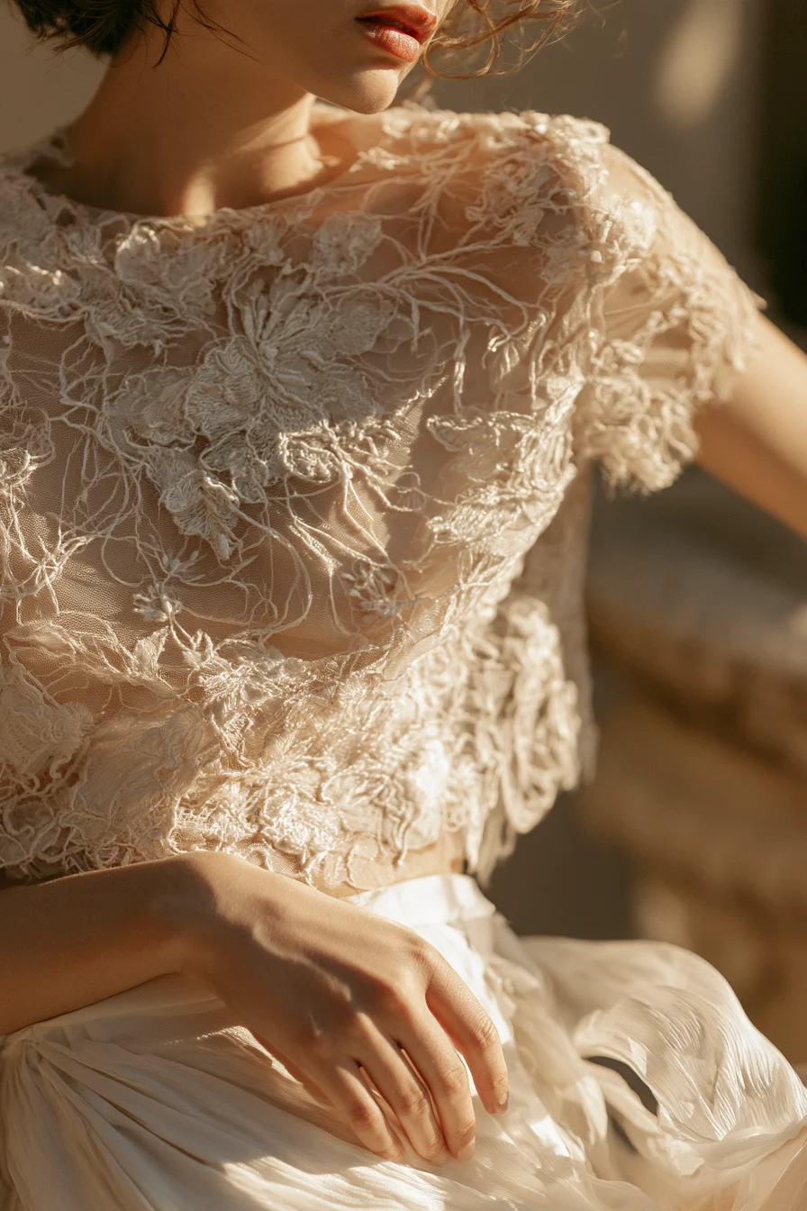 27 Beautiful Bridal Separates Tops for a Chic and Elegant Wedding Look 17 artistic embroidered bridal tops 1