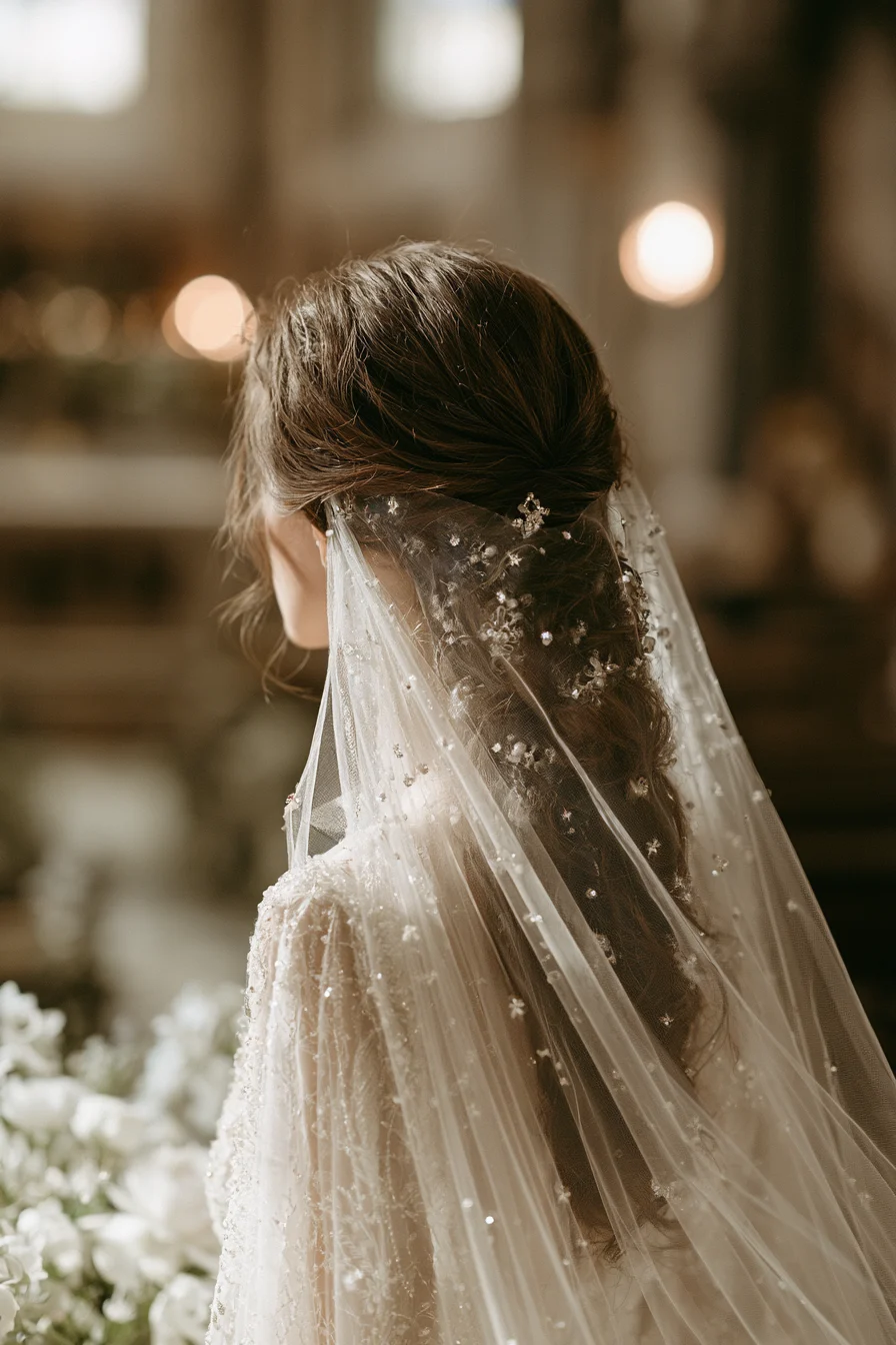 27 Wedding Hairstyles for Long Hair That Are Elegant Romantic and Picture Perfect 17 elegant wedding veil hair ideas 1
