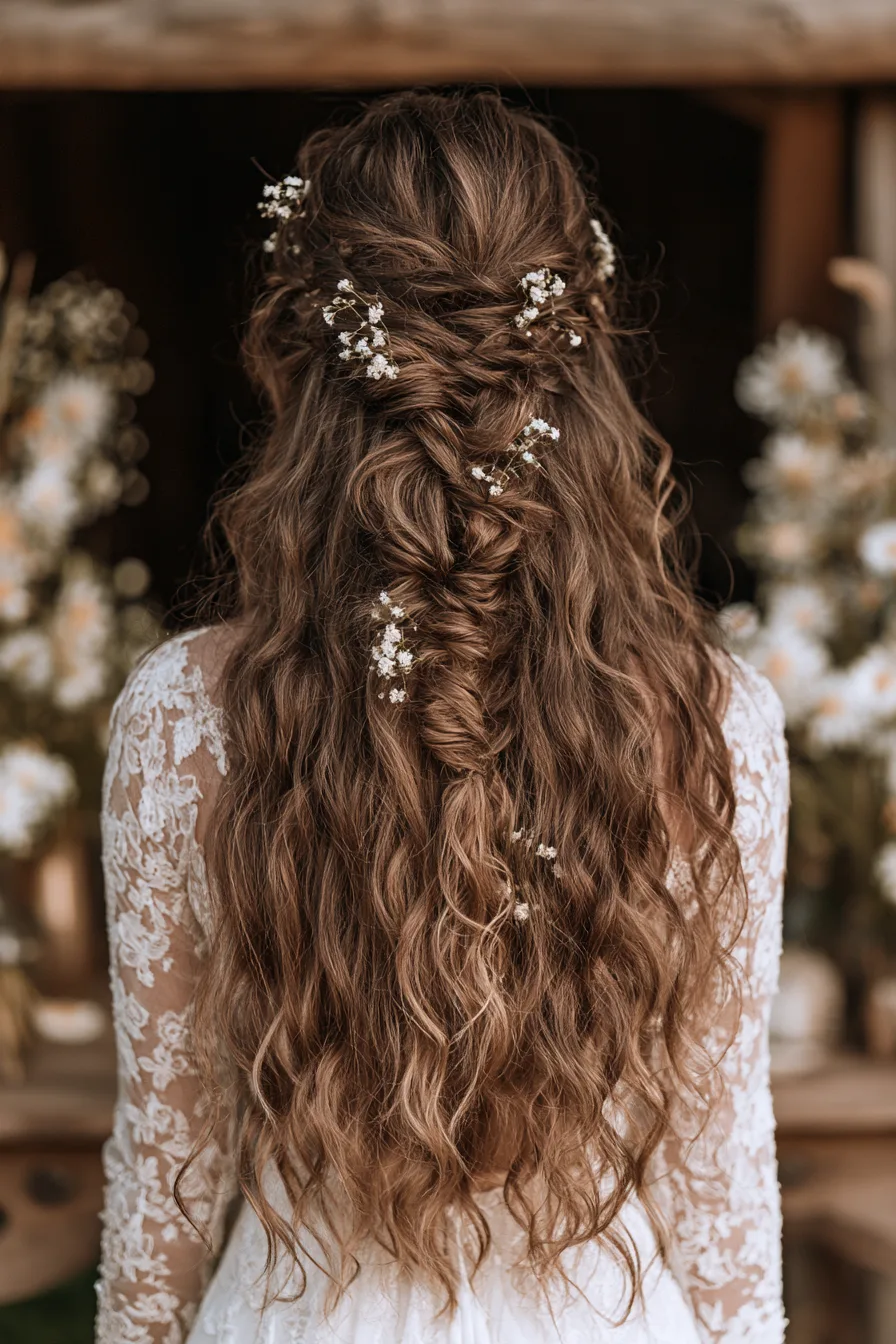 17 romantic fishtail bridal half up half down hair 1