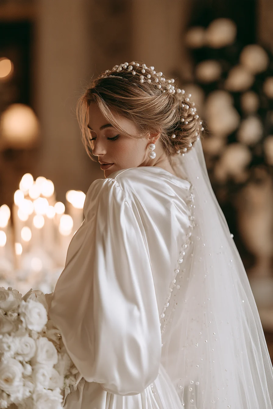 17 romantic pearl wedding hair twist 1