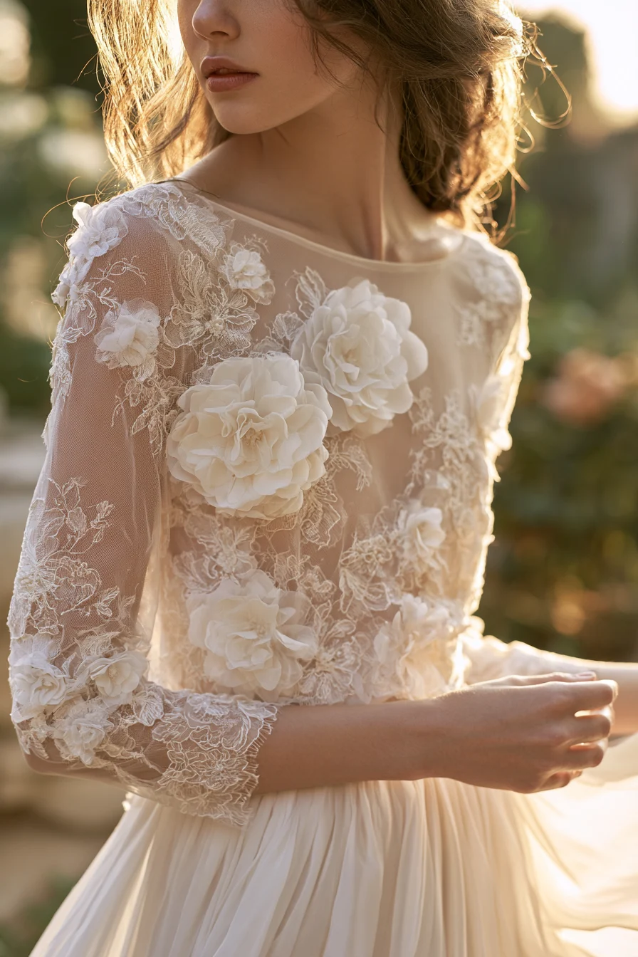 27 Beautiful Bridal Separates Tops for a Chic and Elegant Wedding Look 18 delicate floral applique ensembles 1
