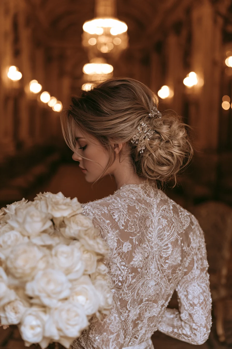 18 luxurious bridal updo with refined texture 1