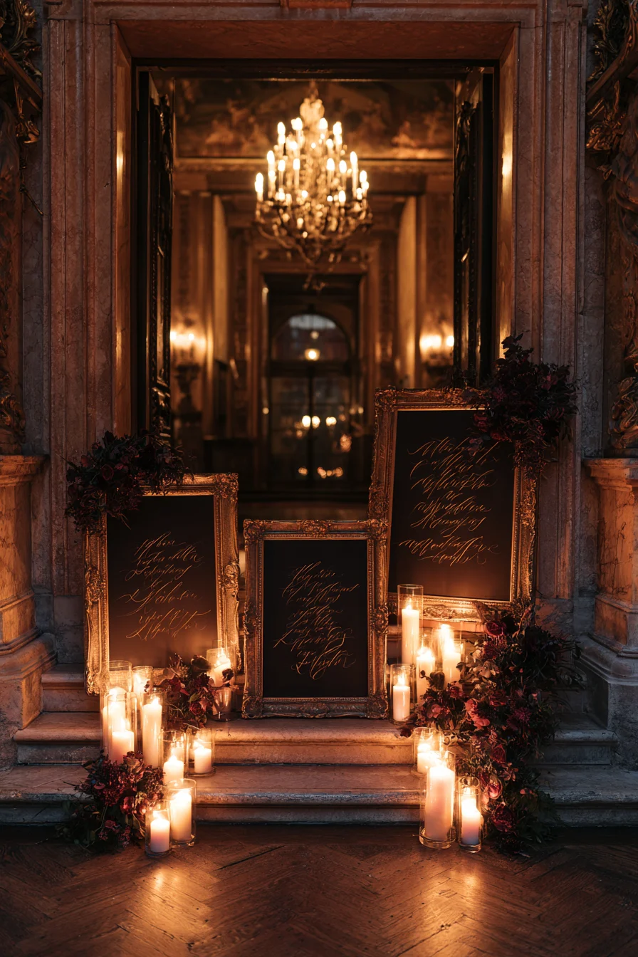 27 Haunted Wedding Ideas That Feel Magical 19 personalized gothic signs for wedding venues 1