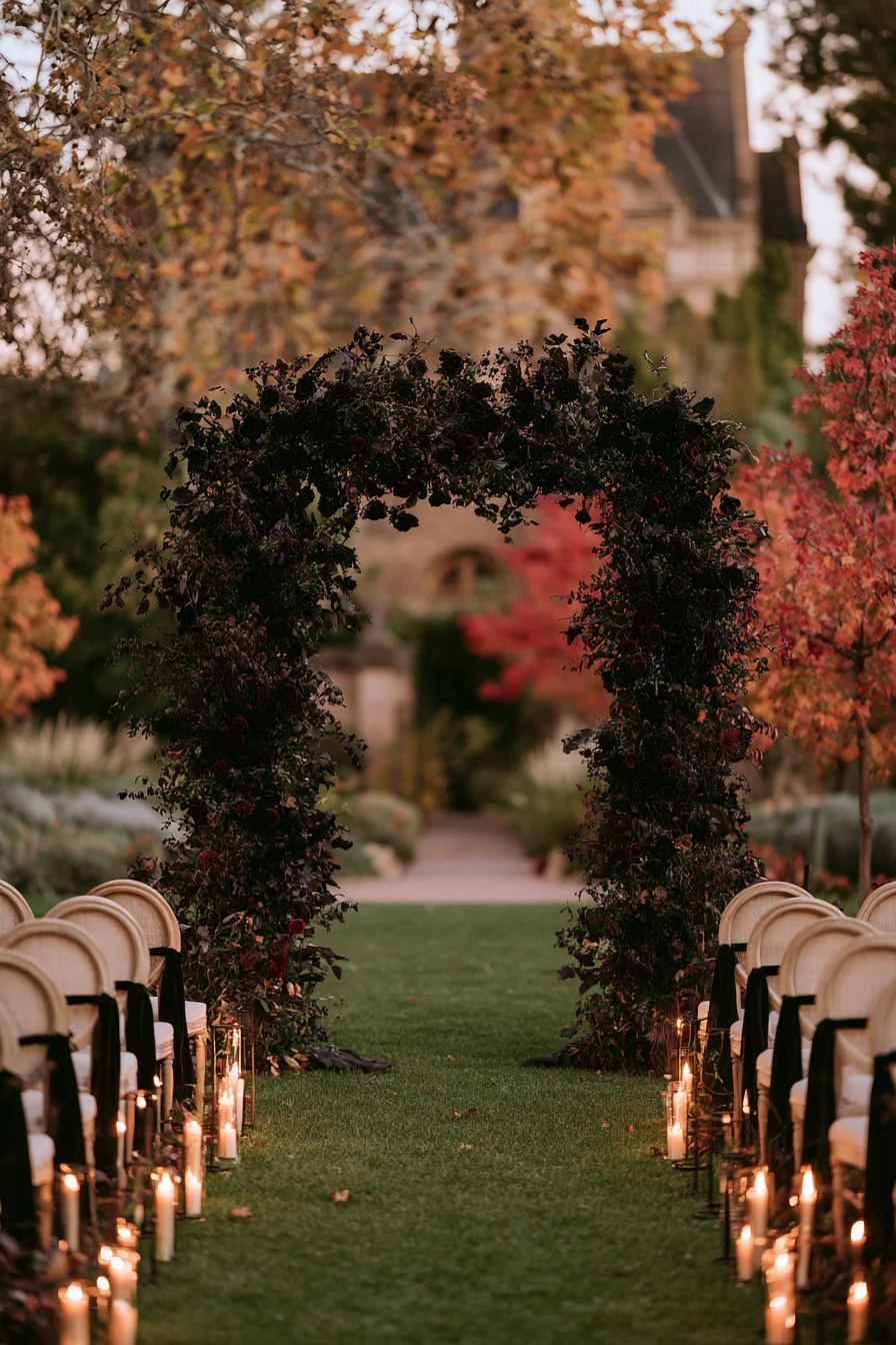 2 burgundy rose arch designs for an enchanting wedding 1