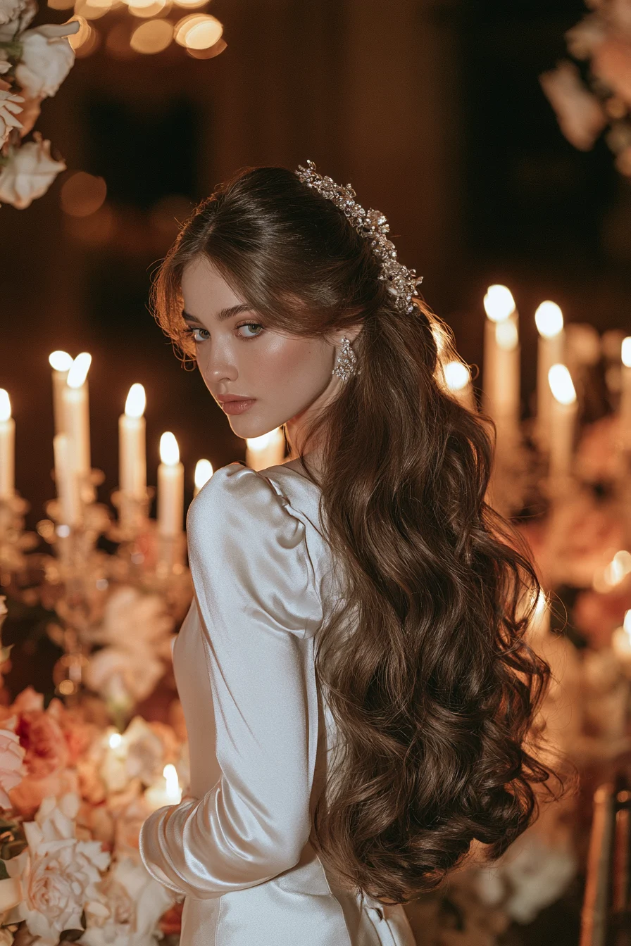 27 Wedding Hairstyles for Long Hair That Are Elegant Romantic and Picture Perfect 21 luminous glamour wedding waves