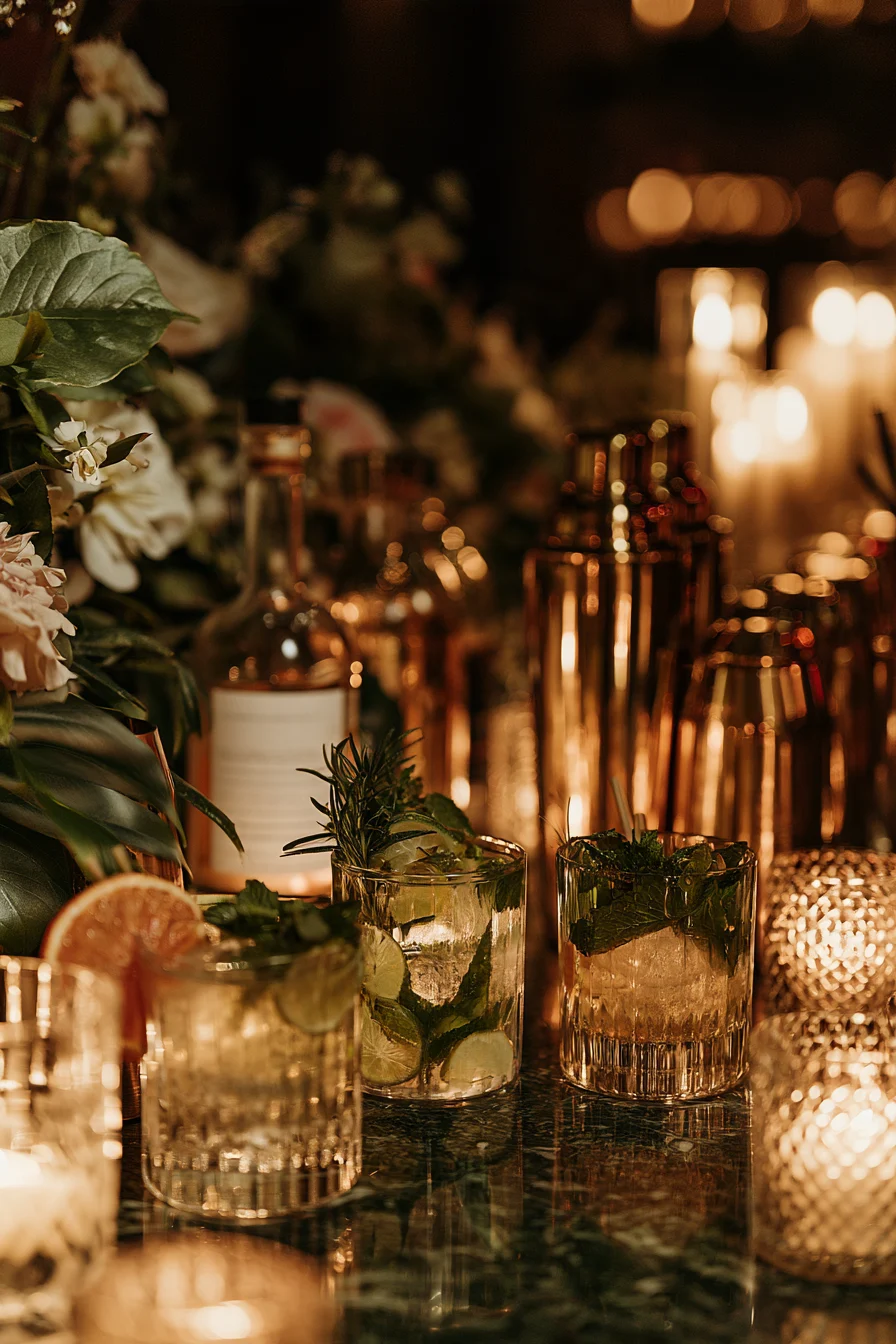 27 Creative Wedding Reception Ideas 21 sophisticated wedding bar display ideas 1