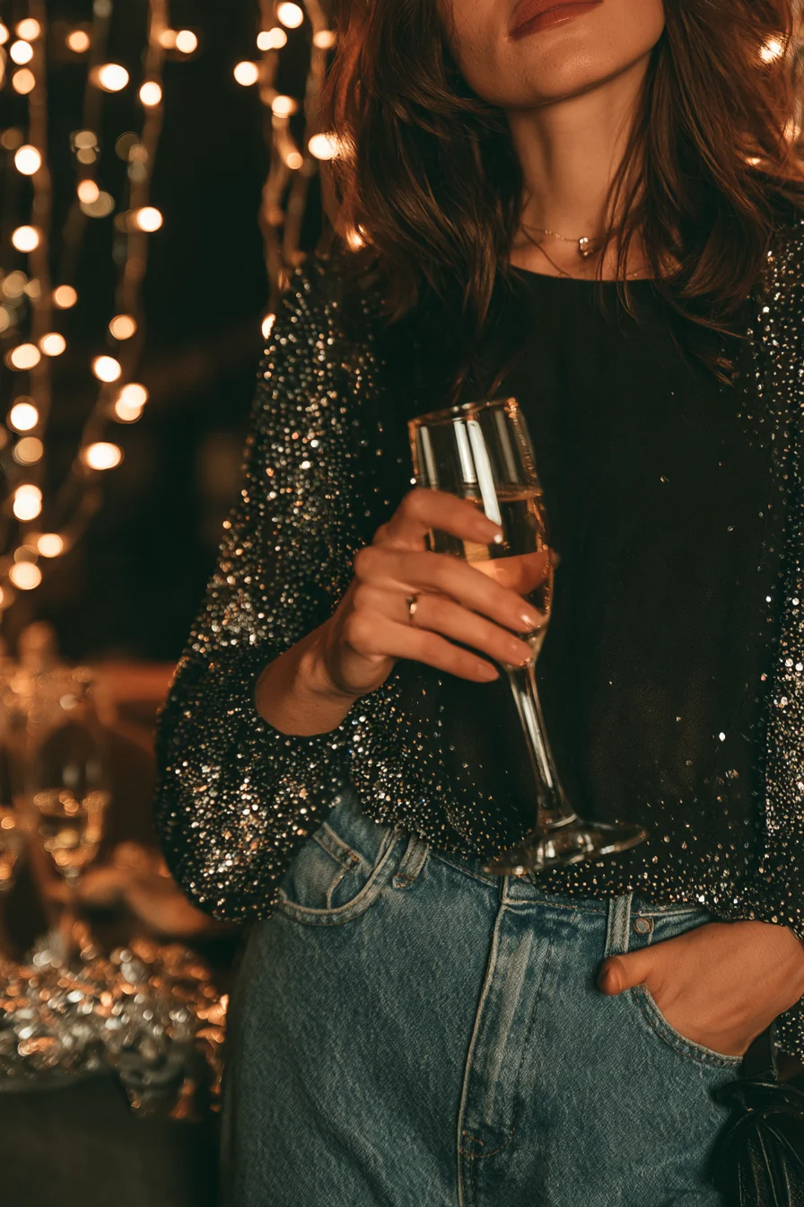 27 Casual New Years Eve Outfits To Try 22 dazzling rhinestone top celebration outfit 1