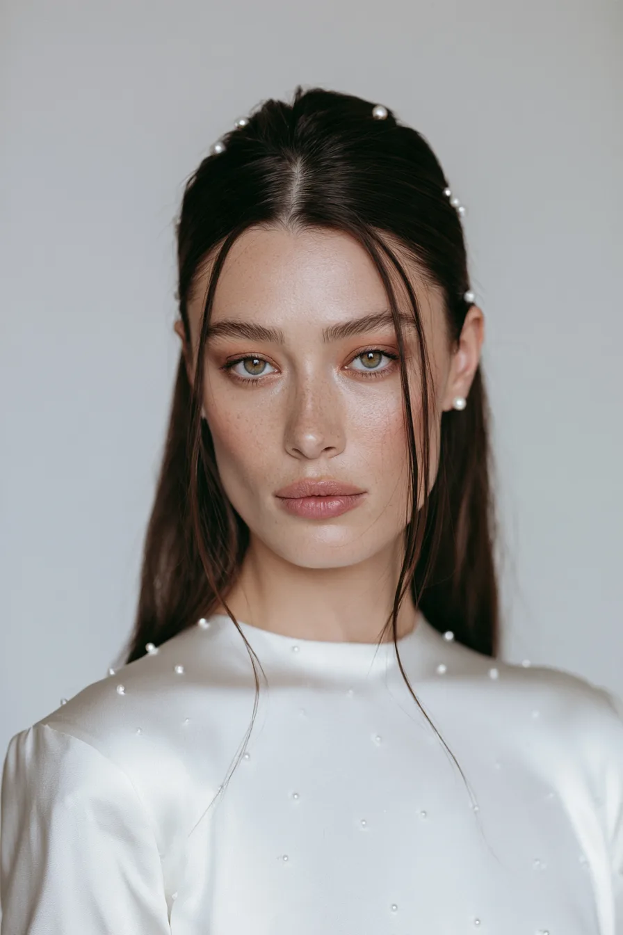 22 sleek contemporary bridal half up half down hair
