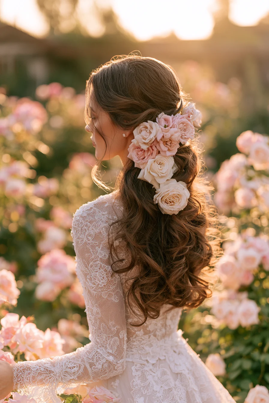 23 romantic rose bridal half up half down hair