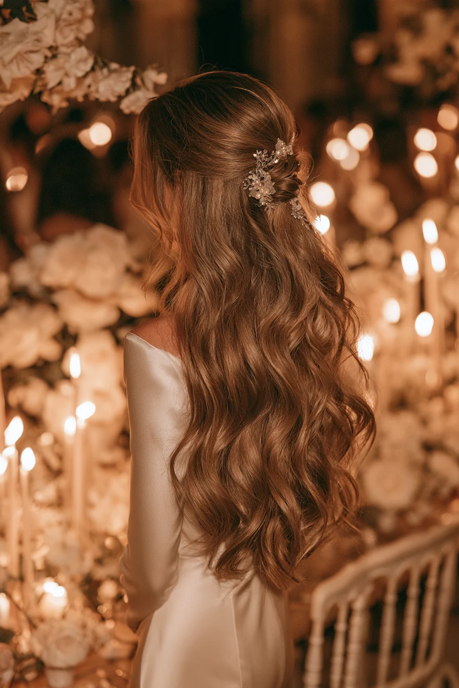 24 golden glow bridal half up half down hair