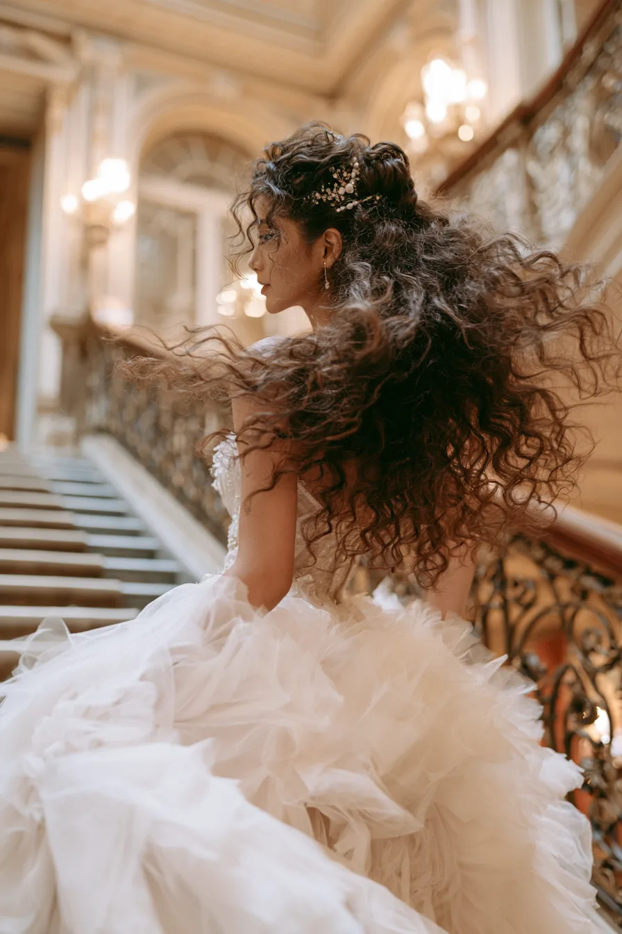 25 cascading curl bridal half up half down hair