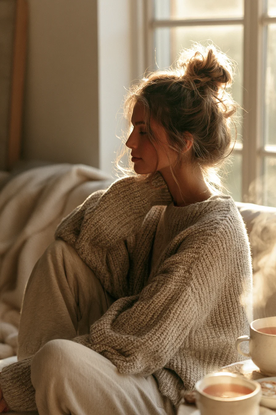 25 relaxed textured top knot 1