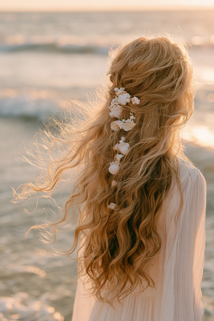 27 Wedding Hairstyles for Long Hair That Are Elegant Romantic and Picture Perfect 26 dreamy coastal wedding hair 1