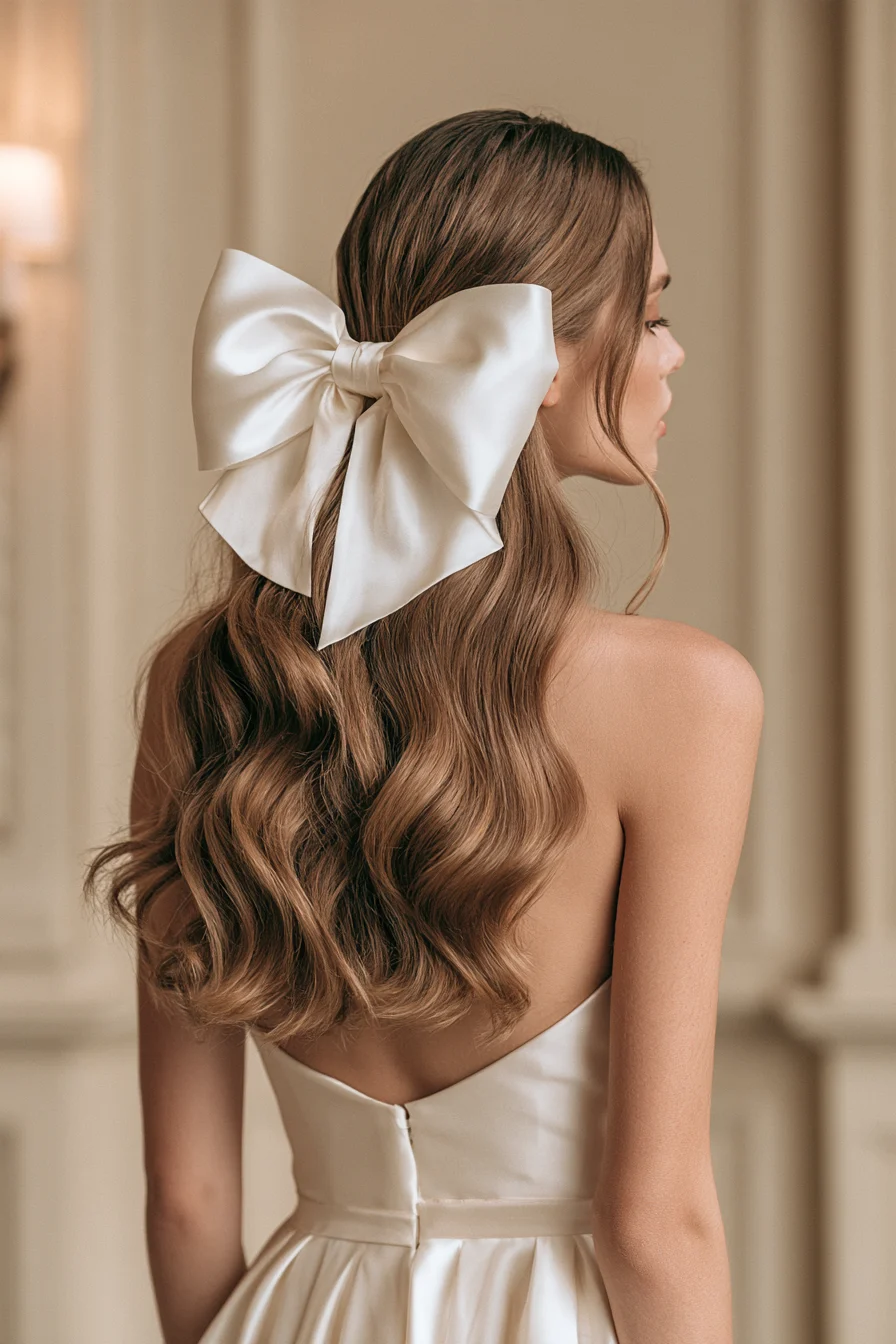 26 modern bow bridal half up half down hair
