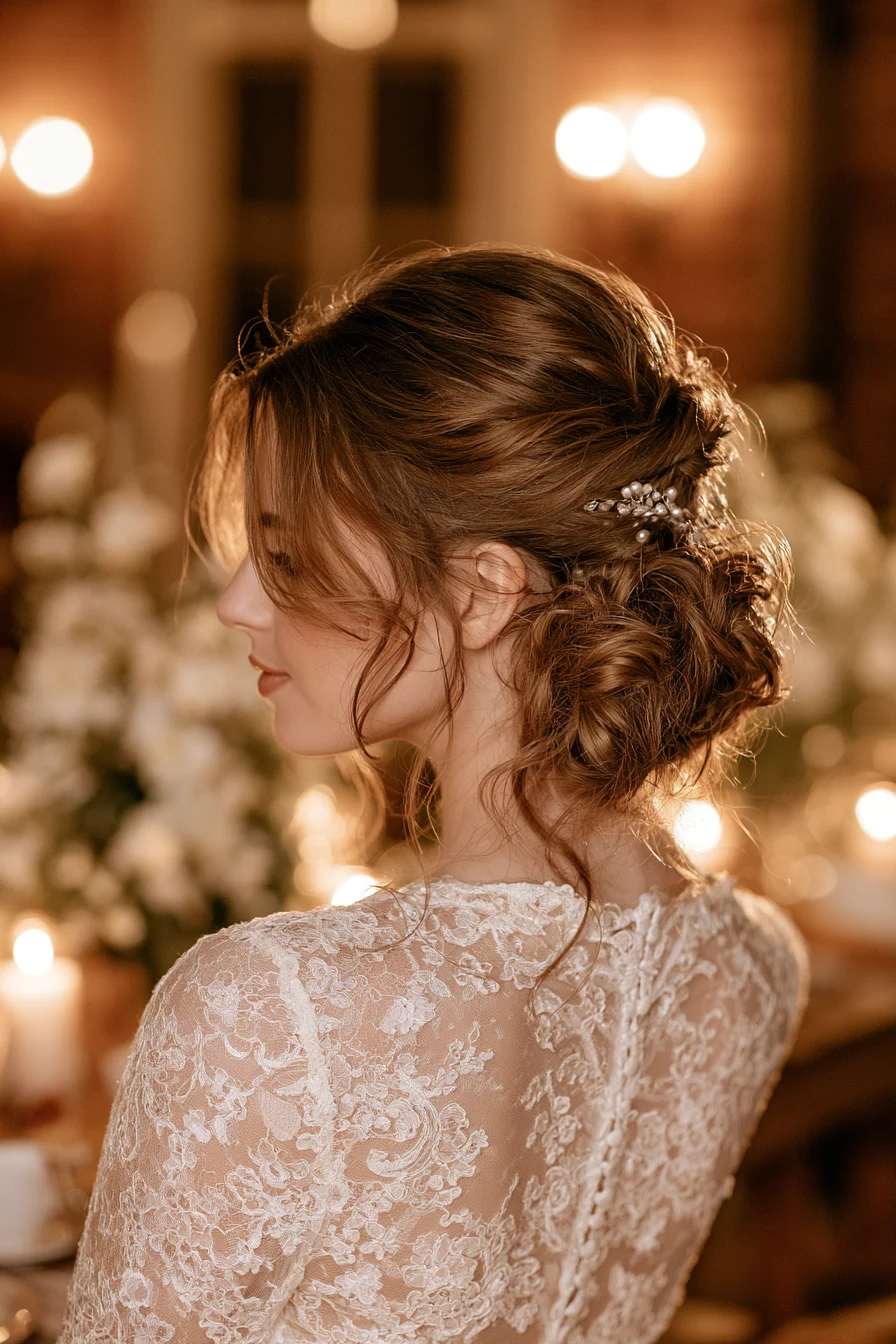 27 charming curled wedding hair twist 1