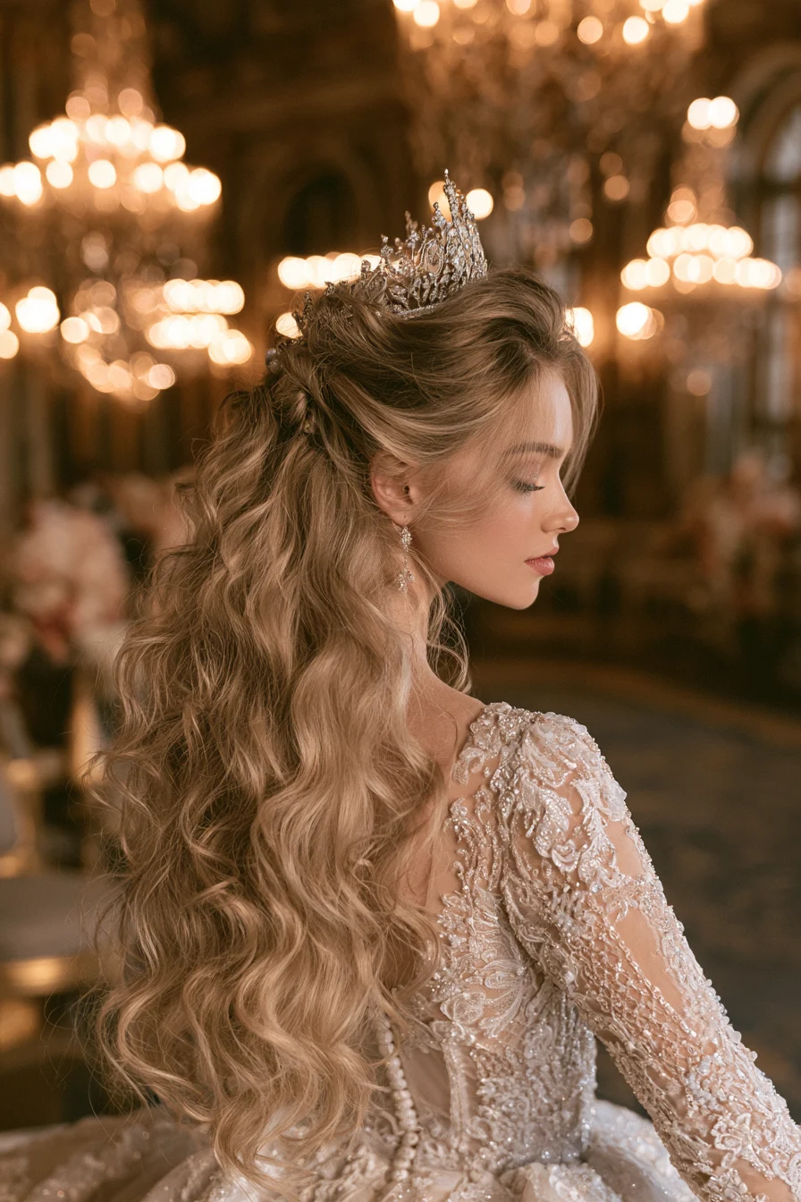 27 Wedding Hairstyles for Long Hair That Are Elegant Romantic and Picture Perfect 27 magical fairytale bridal curls 1